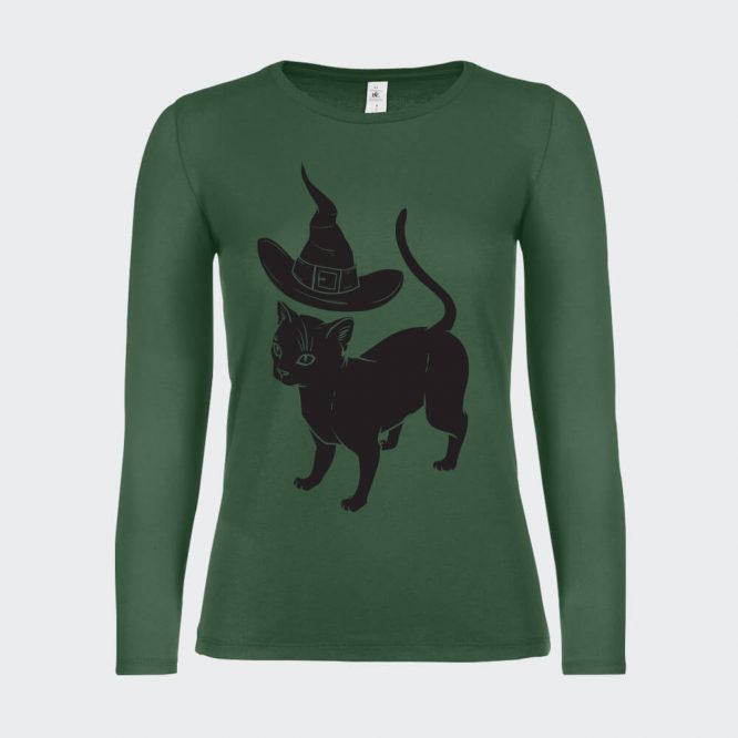 T-shirt a Maniche Lunghe da Donna " Apprendista Felino Halloween " - immagine 10