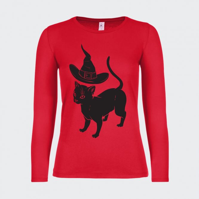 T-shirt a Maniche Lunghe da Donna " Apprendista Felino Halloween " - immagine 5