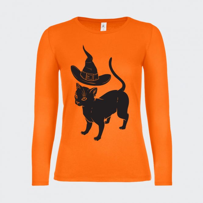 T-shirt a Maniche Lunghe da Donna " Apprendista Felino Halloween " - immagine 9