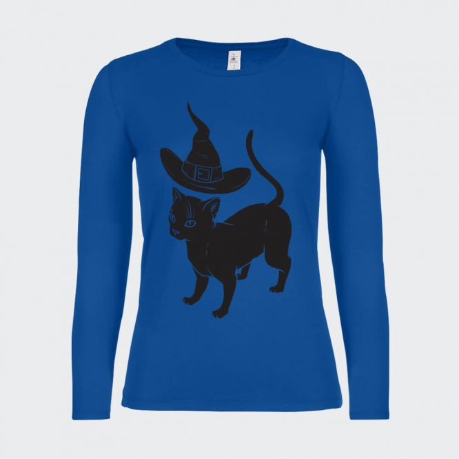 T-shirt a Maniche Lunghe da Donna " Apprendista Felino Halloween " - immagine 8