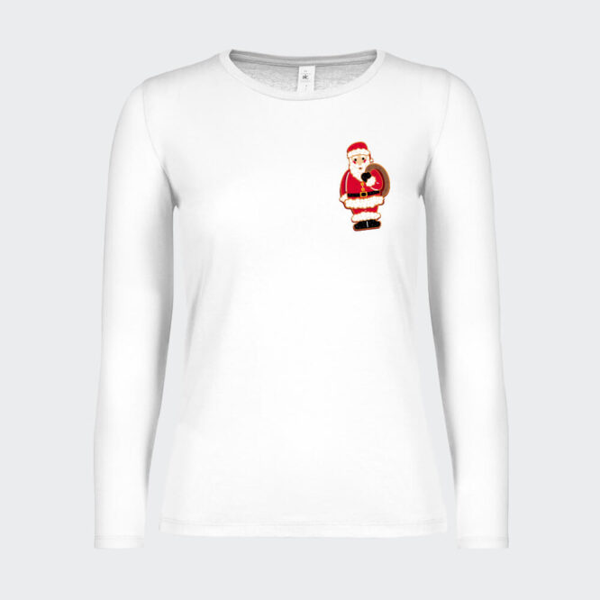 T-shirt a Maniche Lunghe da Donna " Cookie Babbo Natale " - immagine 2