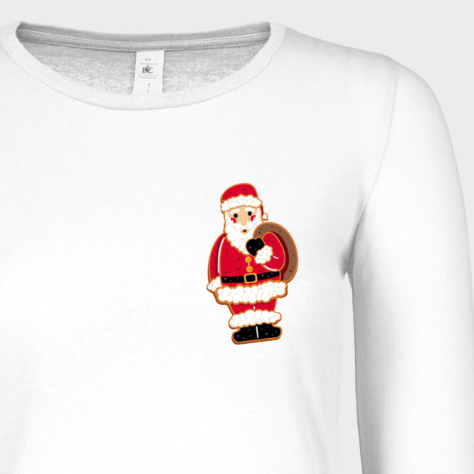 T-shirt a Maniche Lunghe da Donna " Cookie Babbo Natale "