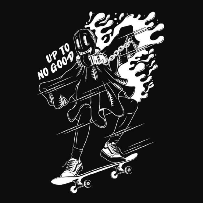T-shirt Unisex "Up To No Good" Fantasma Skateboarding - immagine 2