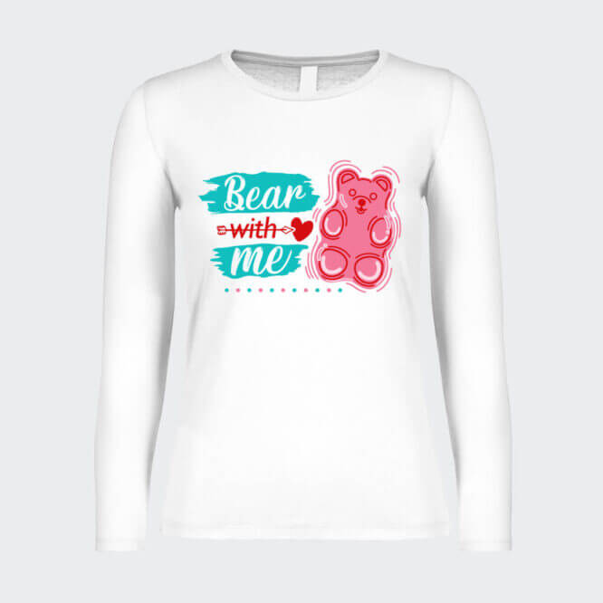 T-shirt a Maniche Lunghe "Bear With Me"