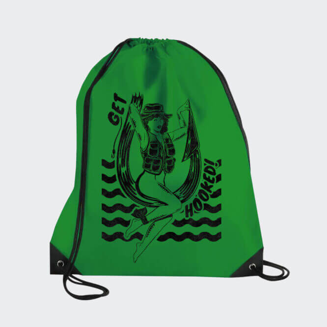 Gymsack "Get Hooked Bianco e Nero" Fishing Pesca - immagine 7