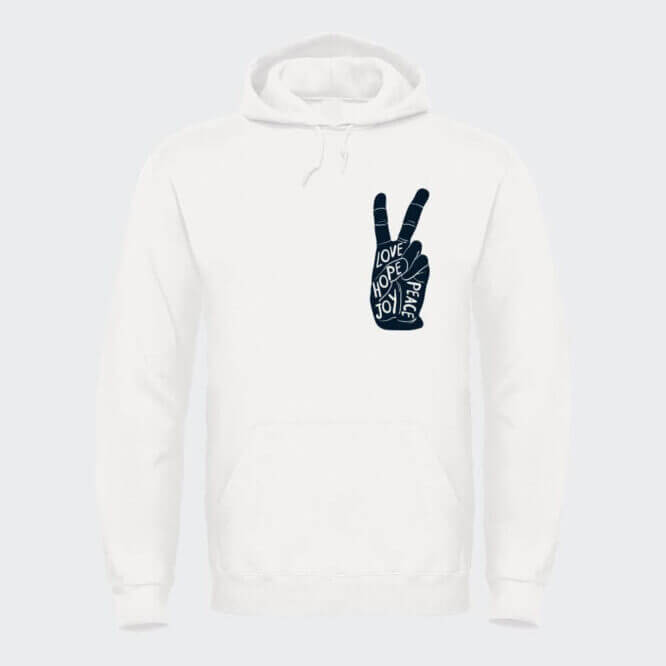 Felpa Unisex Peace Sign Bianco