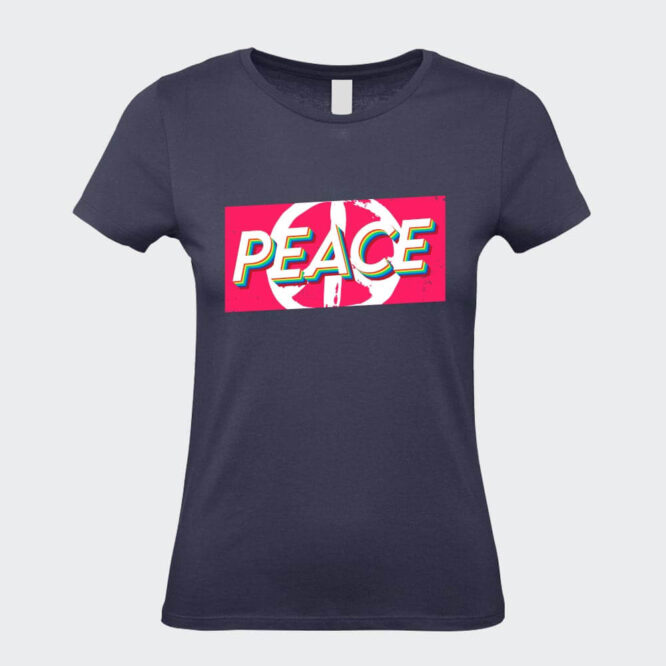 T-Shirt da Donna Scritta Peace navy