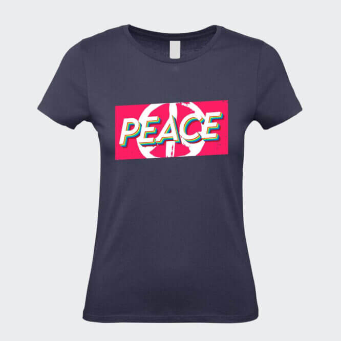 T-Shirt da Donna Scritta Peace navy