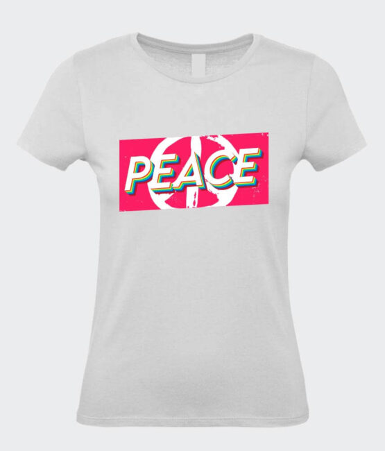 T-Shirt da Donna Scritta Peace bianco