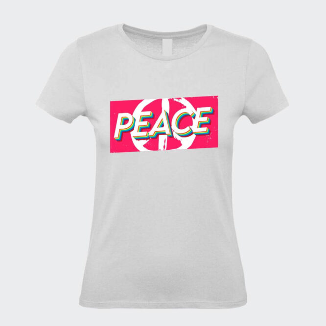 T-Shirt da Donna Scritta Peace bianco