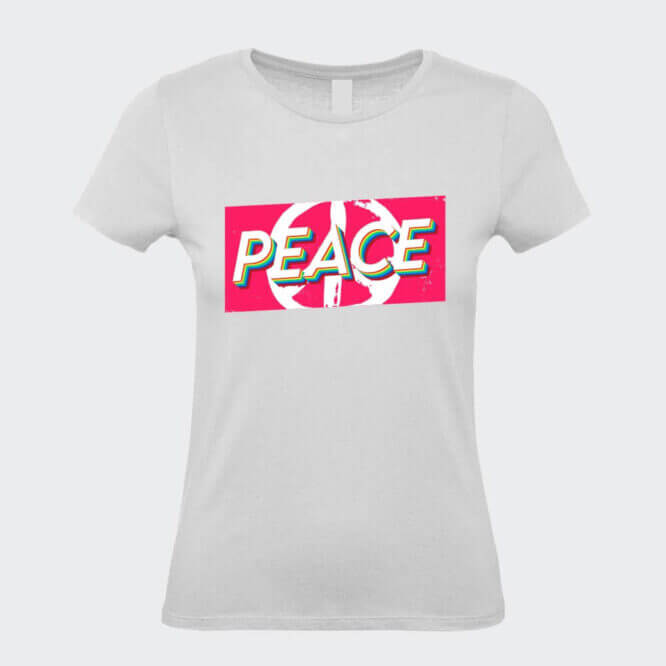 T-Shirt da Donna Scritta Peace bianco