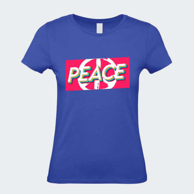 T-Shirt da Donna Scritta Peace blu royal