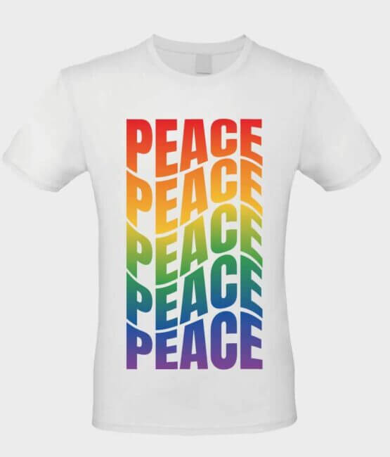 T-shirt Unisex scritta Peace bianco