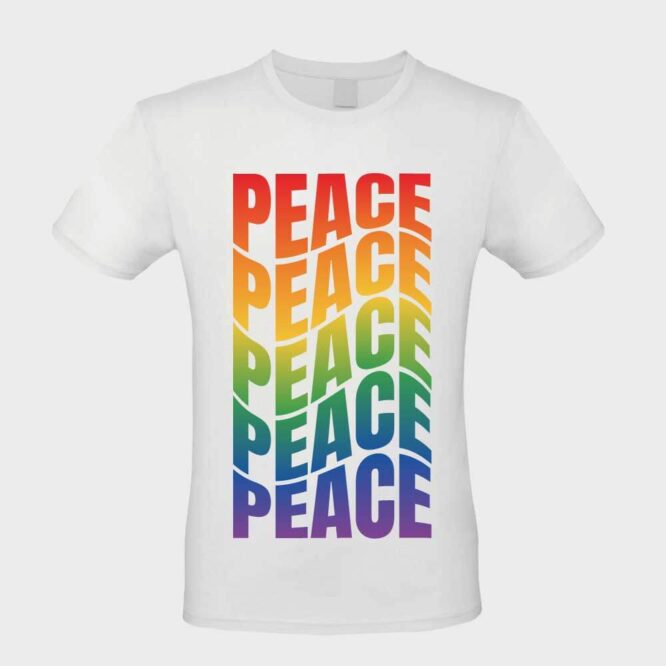 T-shirt Unisex scritta Peace bianco